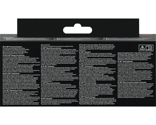 Informatie op de verpakking van een 3M stofmasker