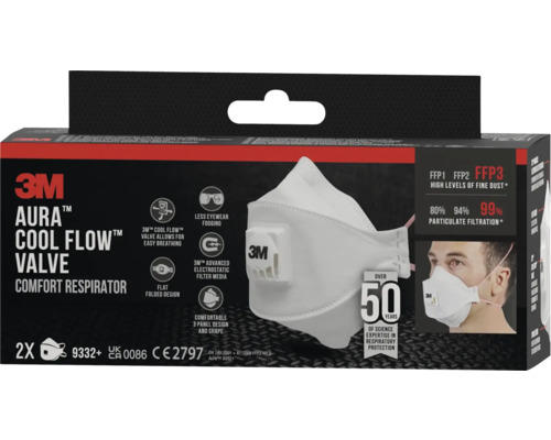 3M Aura Cool Flow Ventiel Comfort Ademhalingsmasker, FFP3