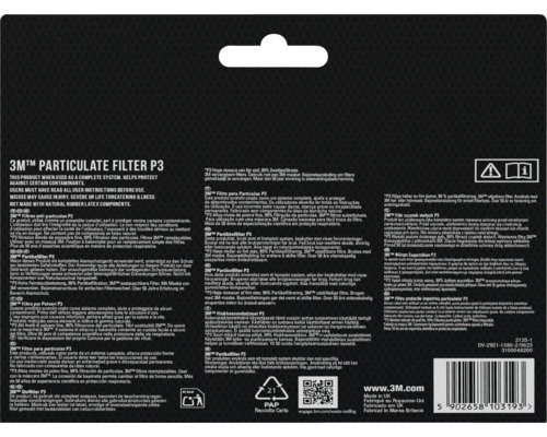 3M Partikelfilter P3 ter bescherming tegen bepaalde schadelijke stoffen
