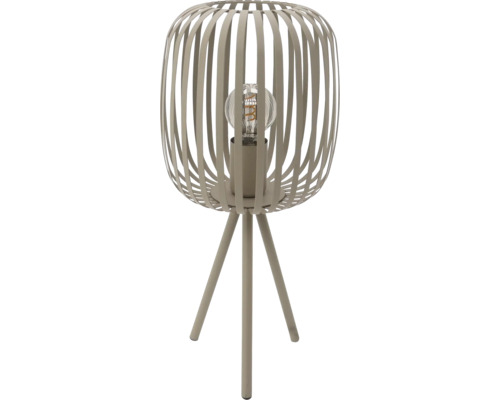 Tafellamp met lampenkap van spijlen en driepootstatief