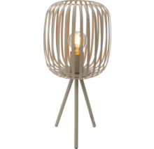 Tafellamp met lampenkap van metalen strips en statiefvoet