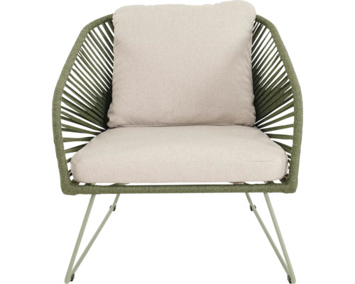 LESLI LIVING Loungestoel Izumi groen Fauteuil met kussens en metalen poten
