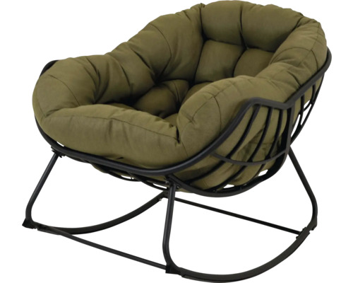 LESLI LIVING Schommelstoel Cozy aluminium groen Schommelstoel met gestoffeerde zitting en metalen frame