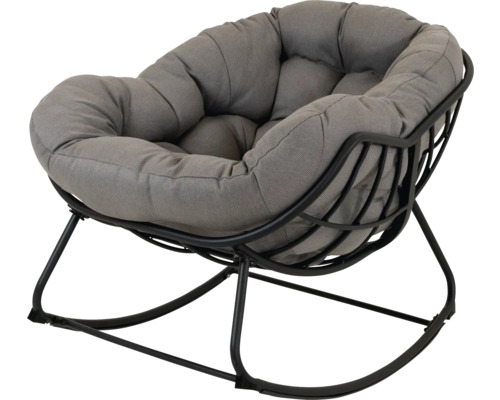 LESLI LIVING Schommelstoel Cozy aluminium grijs Grijze schommelstoel met stalen frame en kussen