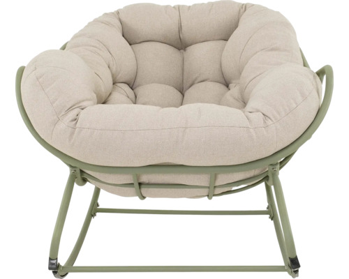 LESLI LIVING Schommelstoel Cozy aluminium beige Loungestoel met stoffen bekleding en metalen frame