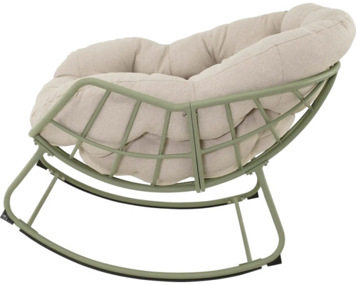 Schommelstoel met metalen frame en gestoffeerde zitting