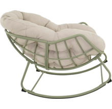 Schommelstoel met metalen frame en stoffen kussens