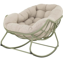 Schommelstoel met metalen frame en gestoffeerde zitting