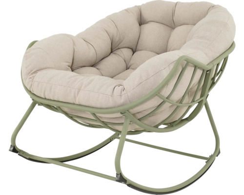 Schommelstoel met metalen frame en gestoffeerde zitting