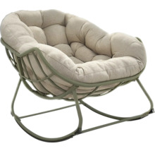 Schommelstoel met gestoffeerde zitting en metalen frame