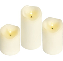 Drie waskaarsen met ledvlam