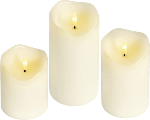 Drie waskaarsen met ledvlam