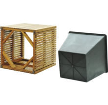 Houten bloemenkruk met kunststof inzet