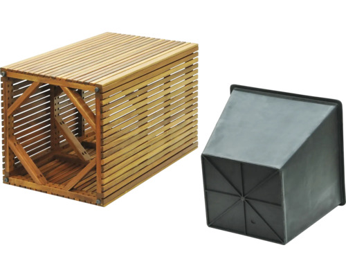 Houten plantenbak met kunststof inzetstuk