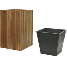 Houten plantenbak met kunststof inzetstuk