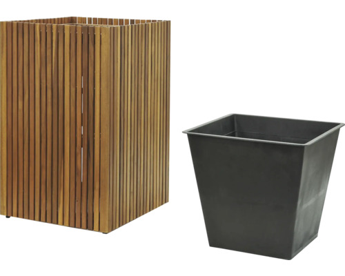 Houten plantenbak met kunststof inzetstuk