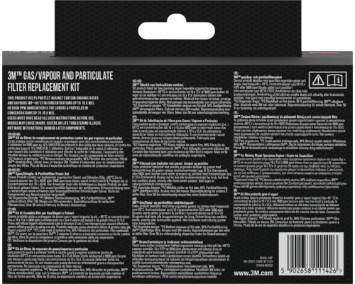 3M Gas-, damp- en deeltjesfilter vervangingsset ter bescherming tegen organische gassen en dampen