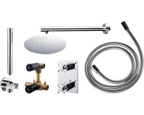Doucheset met hoofddouche, handdouche, doucheslang en thermostatische kraan