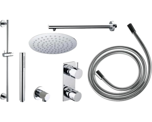 Douchesysteem met hoofddouche, handdouche, doucheslang en thermostaat