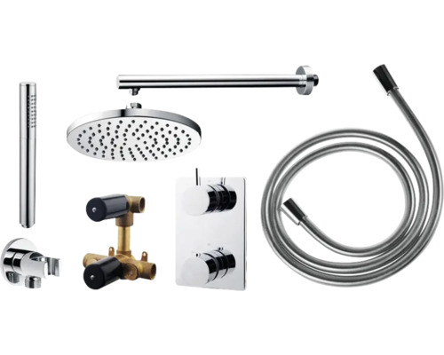 Douchegarnituur met hoofddouche, handdouche, doucheslang en thermostaat