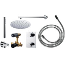 Douchearmatuurset met hoofddouche, handdouche, doucheslang en thermostaat