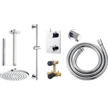 Douchesysteem met hoofddouche, handdouche, douchestang, thermostaat en doucheslang