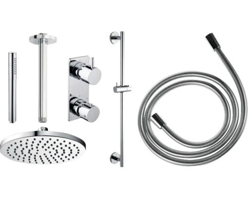 Doucheset met hoofddouche, handdouche, douchestang, doucheslang en thermostaat