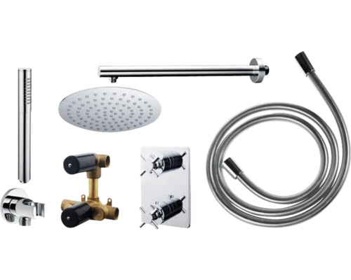 Doucheset met hoofddouche, handdouche, thermostaat en doucheslang