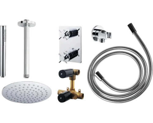 Douchearmatuurset met hoofddouche, handdouche, doucheslang en bedieningselementen