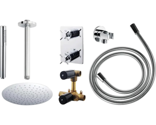 Douchegarnituur set met handdouche, hoofddouche, thermostaat en doucheslang