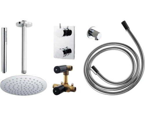 Opbouw douchesysteem met hoofddouche, handdouche en thermostaat