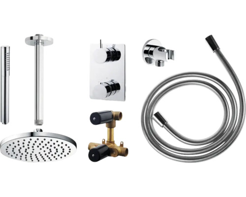Douchesysteem met hoofddouche, handdouche, thermostaat en doucheslang