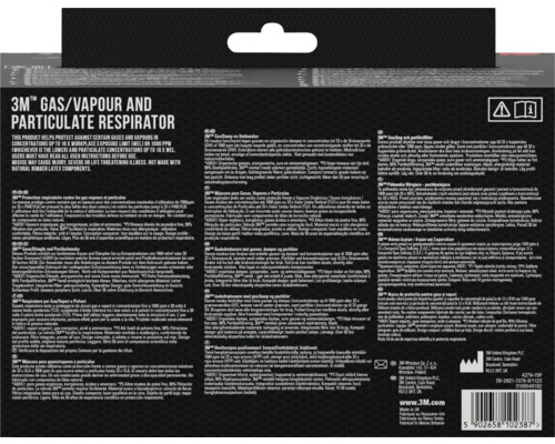 3M gas-, damp- en stofmasker ter bescherming tegen bepaalde gassen, dampen en deeltjes