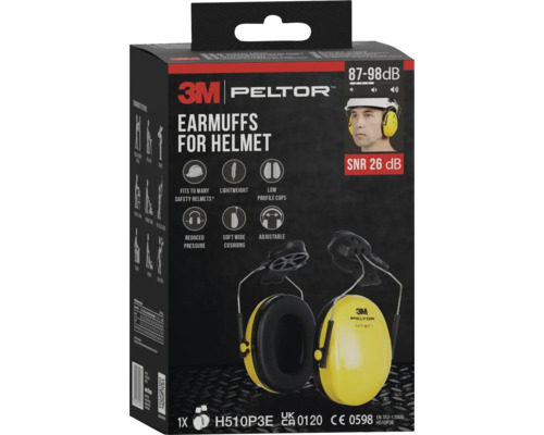 3M Peltor oorkappen voor helmen, SNR-waarde 26 decibel