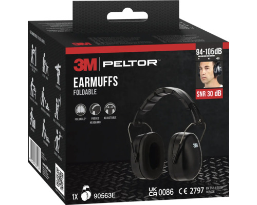 3M Peltor oorkap, opvouwbaar, met verstelbare, gevoerde hoofdband, geluidsdemping SNR 30 decibel