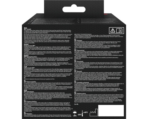 3M Gehoorkap verpakking met maat informatie en temperatuurbereik