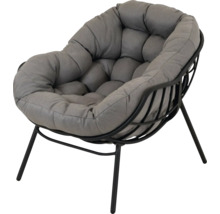 Grijze loungesessel met metalen frame en gestoffeerde zitting