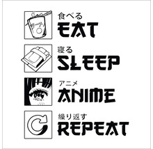 Afbeelding met de woorden Eten, Slapen, Anime, Herhalen