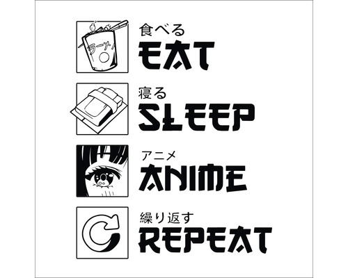 Afbeelding met de woorden Eten, Slapen, Anime, Herhalen