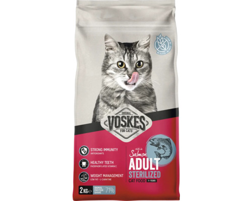 Voskes Adult Sterilized kattenvoer met zalm, 2 kilogram