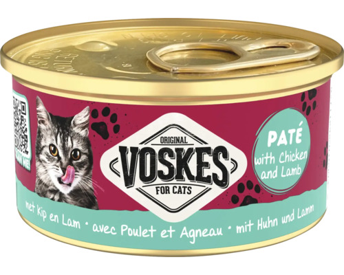 Voskes kattenvoer paté met kip en lam in blik
