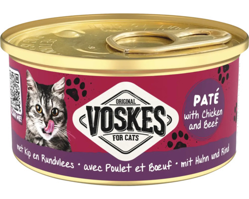 Voskes kattenvoer paté met kip en rundvlees in blik