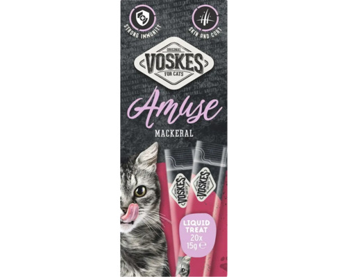 Voskes Amuse Mackerel kattensnack ter ondersteuning van de immuniteit en voor huid en vacht