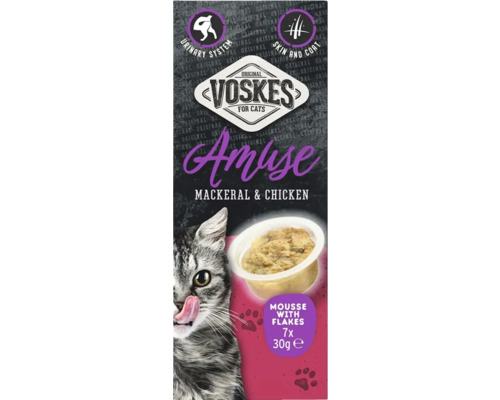 Voskes Amuse kattenvoer met makreel en kip, 7 maal 30 gram