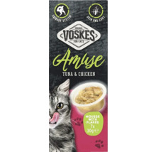 Voskes Amuse kattenvoer met tonijn en kip, ter ondersteuning van het urinewegstelsel en de huid.
