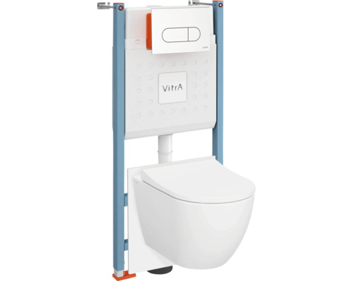 Vitra inbouwreservoir met hangend toilet en bedieningspaneel