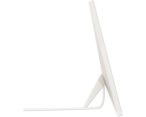 Zijaanzicht van een slanke convector met standaard en kabel.