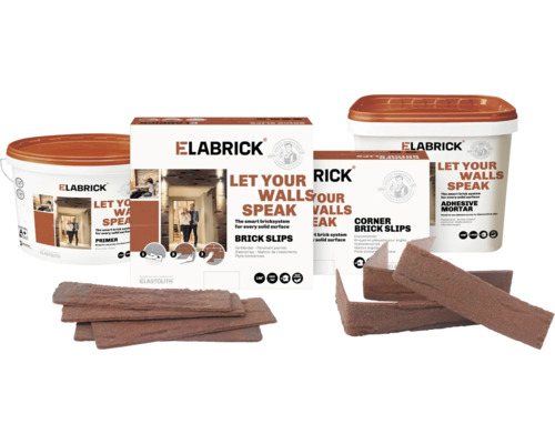 Elabrick set met lijm, hoekstrips, primer en steenstrips