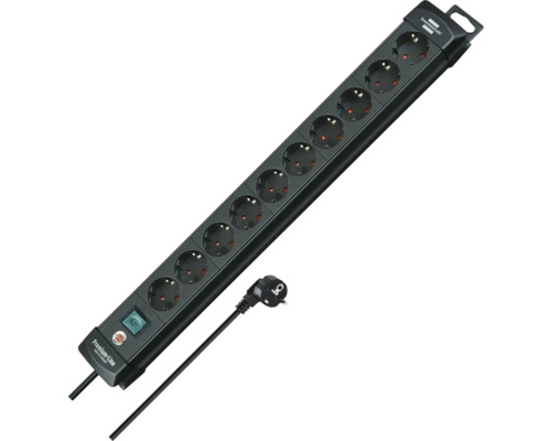 Verlengdoos met tien stopcontacten en schakelaar