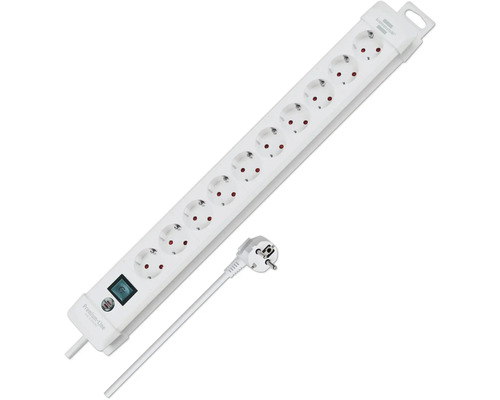 Verlengsnoer met tien stopcontacten en schakelaar